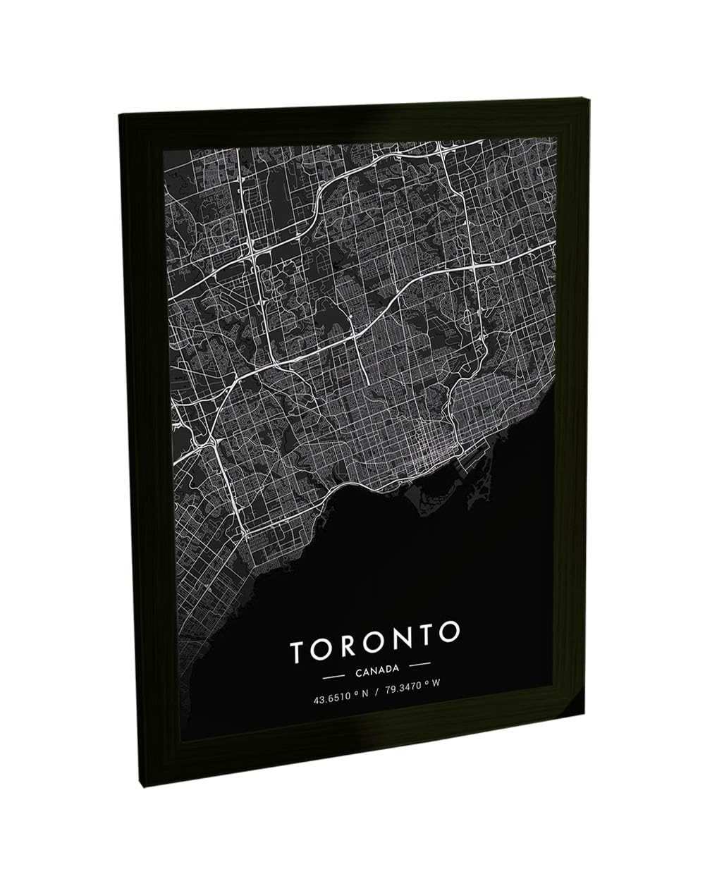 Quadro Decorativo A4 Mapa Toronto Canadá - Moldura Pronta para Viagens