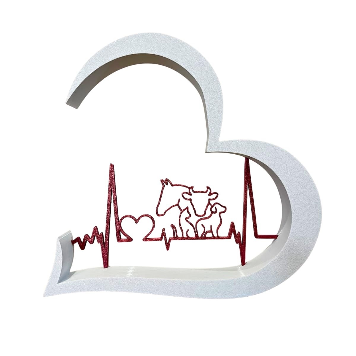 Coração Decorativo Batimento Cardíaco – Presente Criativo para Amantes de Animais | Branco M