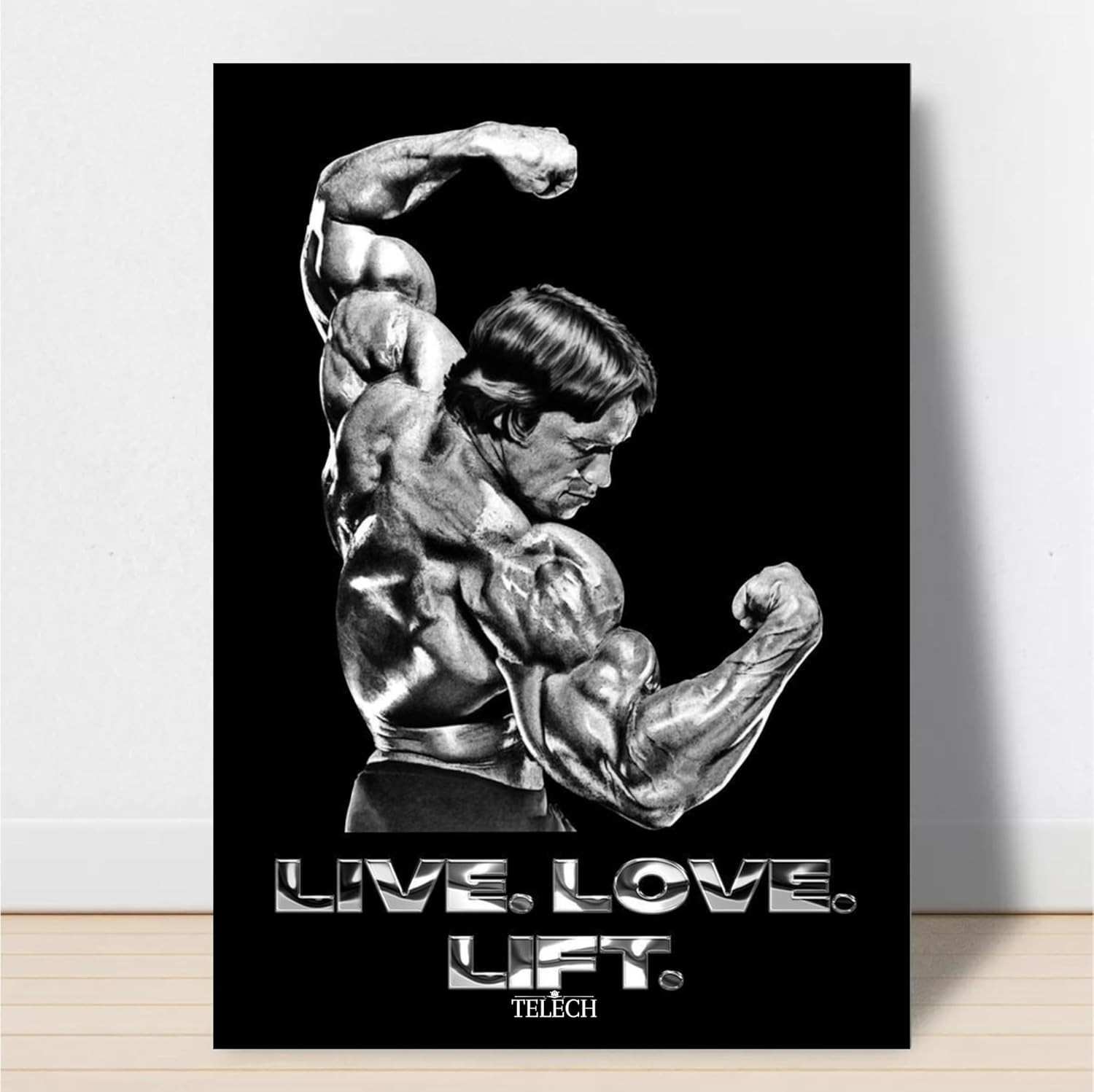 Quadro Decorativo para Academia GYM Motivação Arnold Treino (LIVE LOVE LIFT) - Inspire-se a Cada Treino