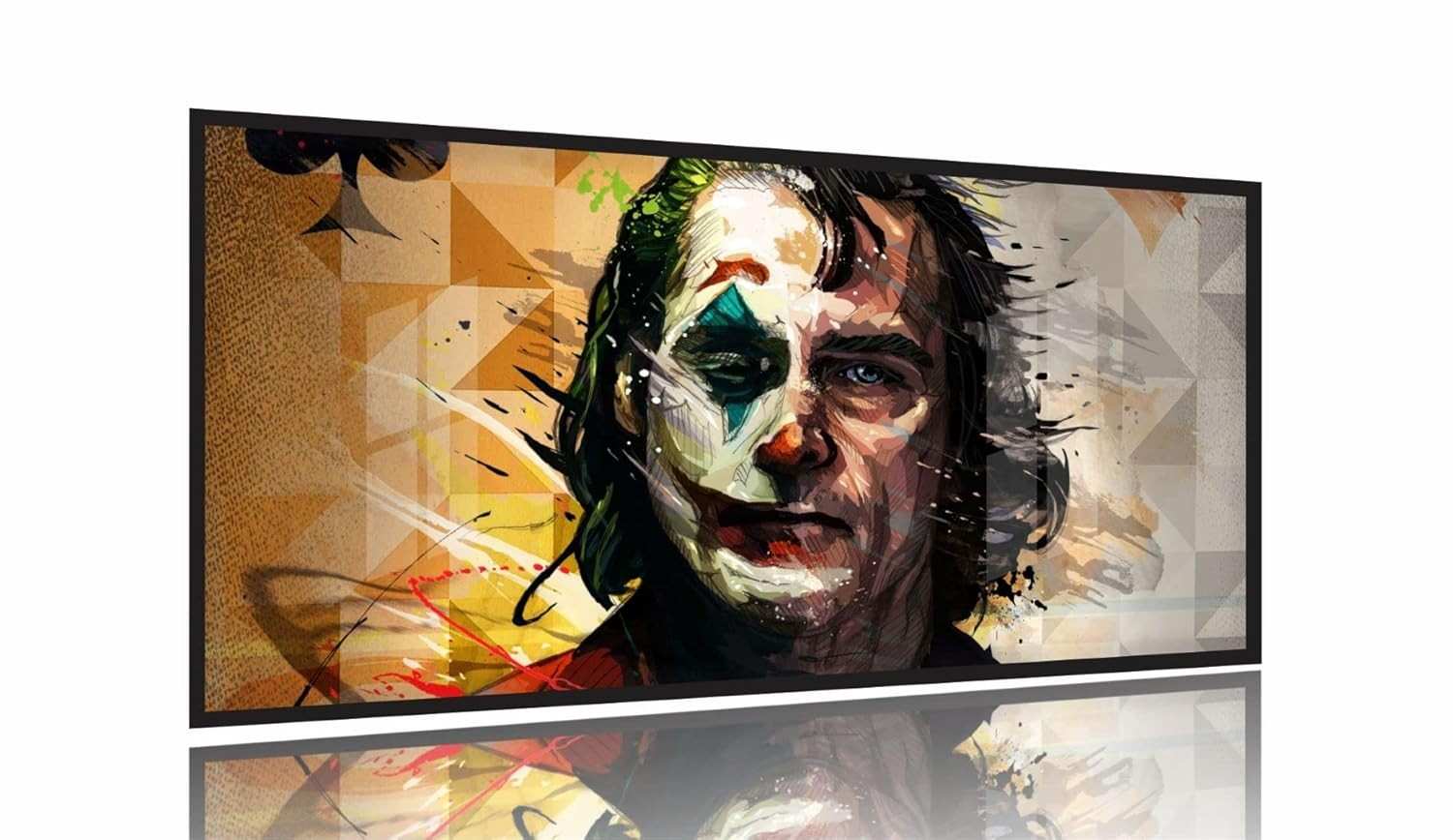 Quadro Decorativo Coringa Joker 130x60cm - Moldura Preta Moderna para Ambientes Criativos