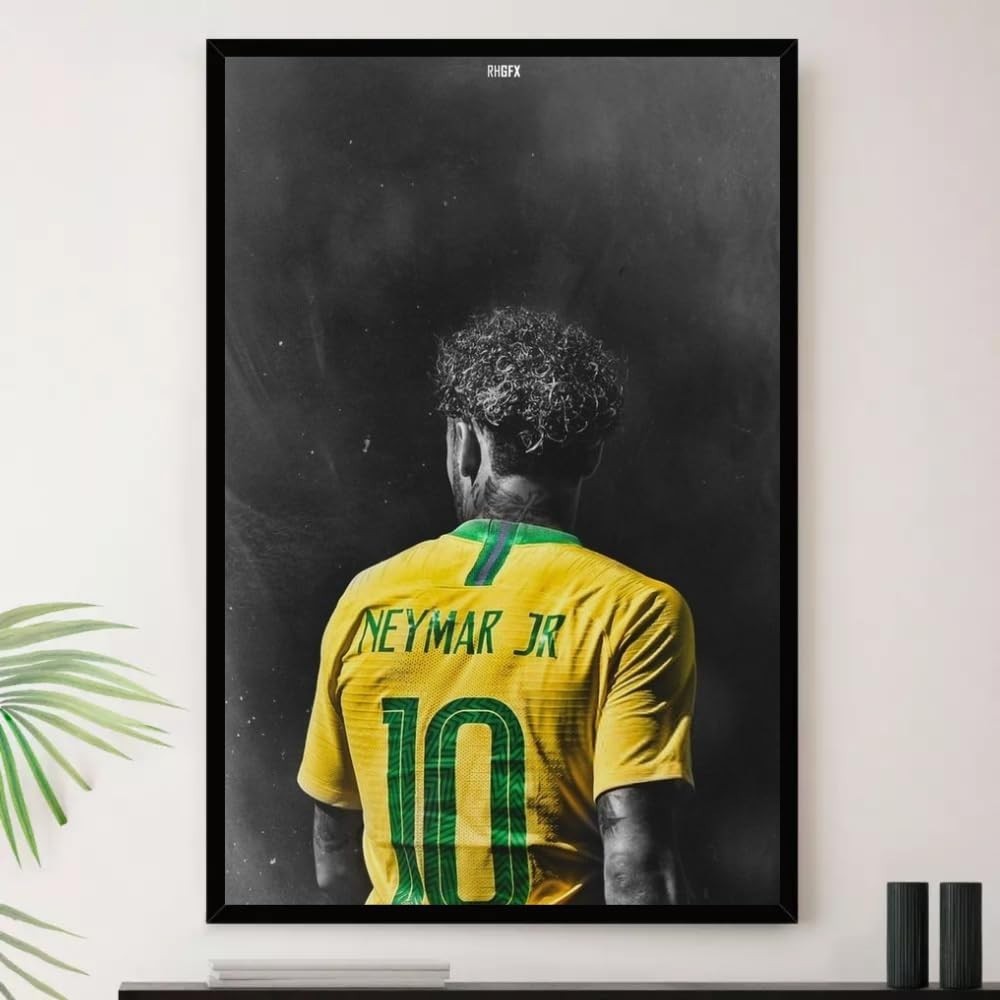 Quadro Neymar Seleção Brasileira Decorativo A4 23x33cm - Moldura Premium com Impressão em Alta Definição