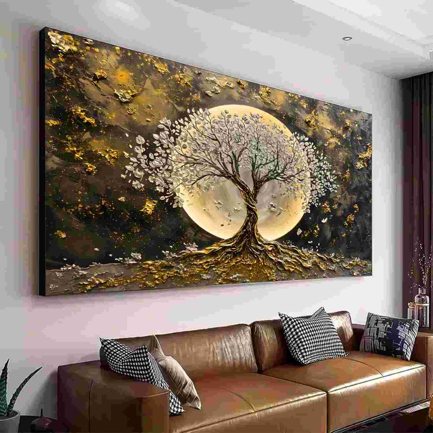 Quadro Decorativo Moderno 112x80cm - Pintura Abstrata Luxo para Sala