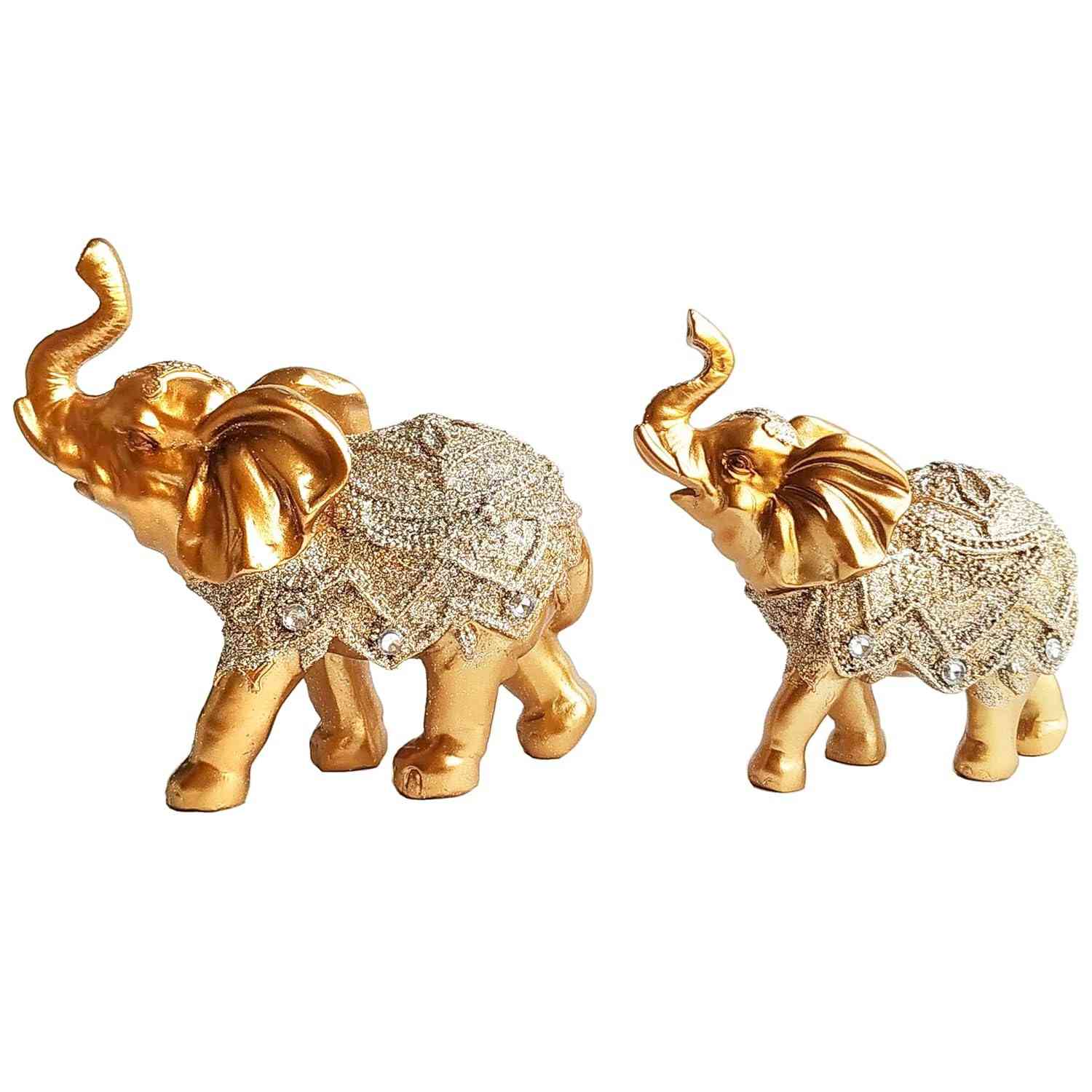 Par de Elefantes Decorativos em Resina - Símbolo de Sabedoria e Boa Sorte (K100 e K200)