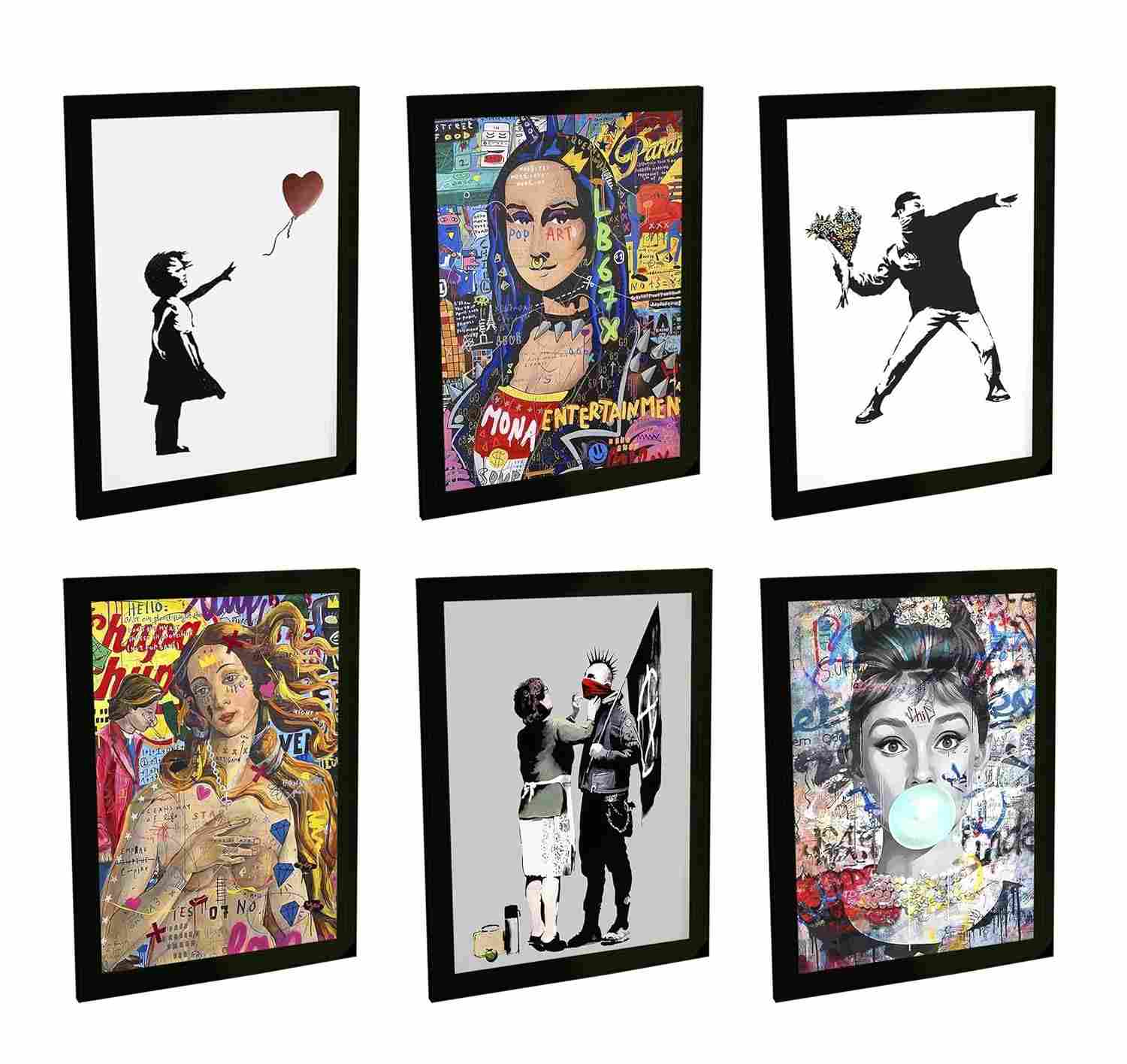 Quadros Decorativos Grafite Arte de Rua - Estilo Banksy Pop Arte para Sala e Quarto