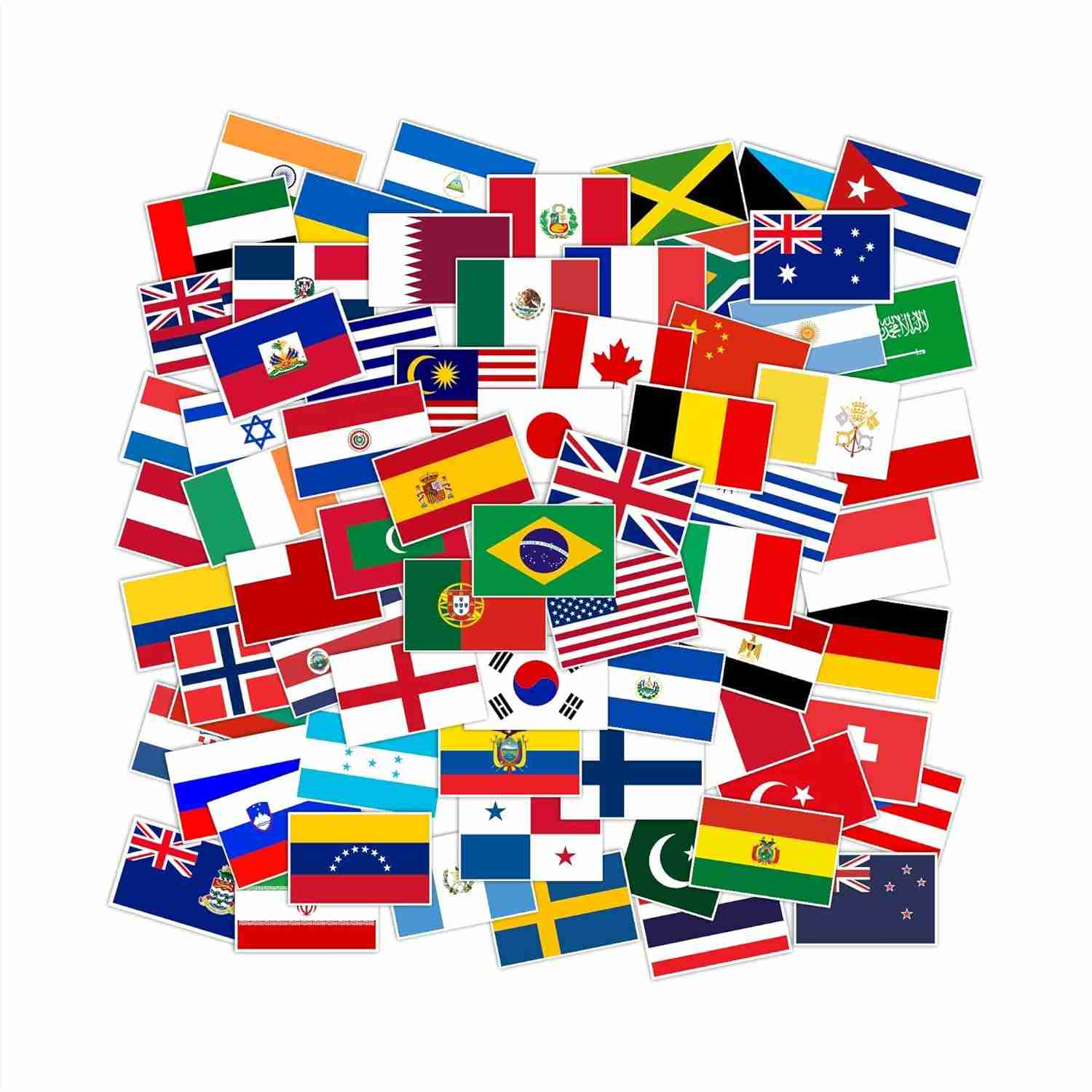 72x Adesivos de Bandeiras de Países Diversos - Decore e Personalize com Estilo!