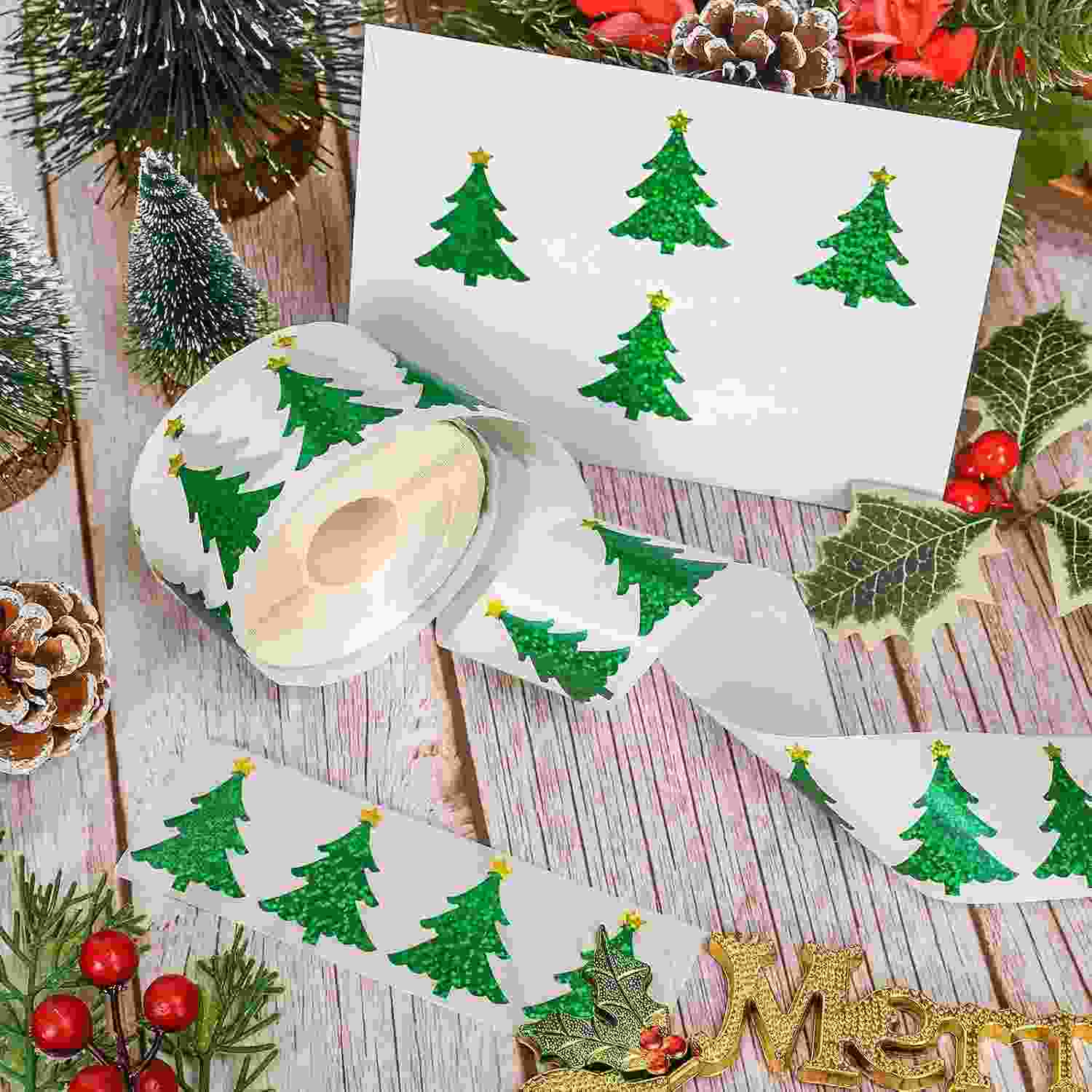 500 Adesivos de Árvore de Natal Impermeáveis - Decore com Estilo e Durabilidade