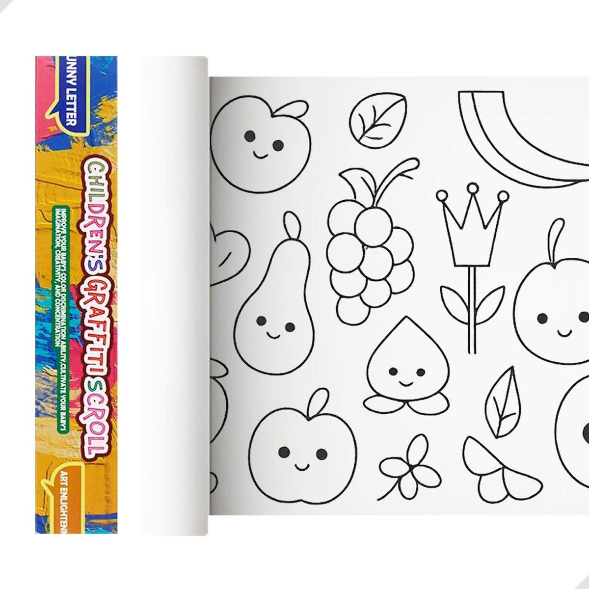 Mural Infantil de Pintar Adesivo 3m x 39cm - Frutinhas | Estimule Criatividade e Decore o Quarto