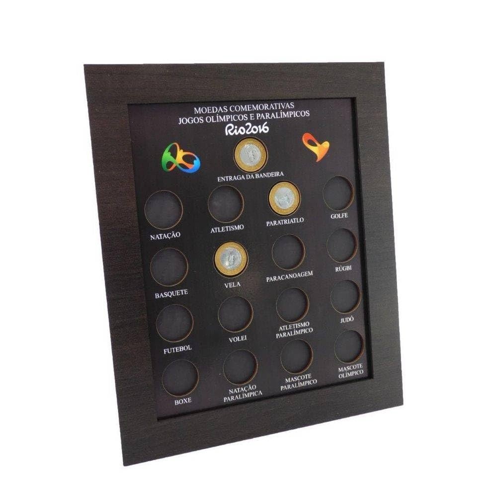 Quadro Porta Moedas Olimpíadas com Imã e Vidro - Decore Sua Coleção com Estilo