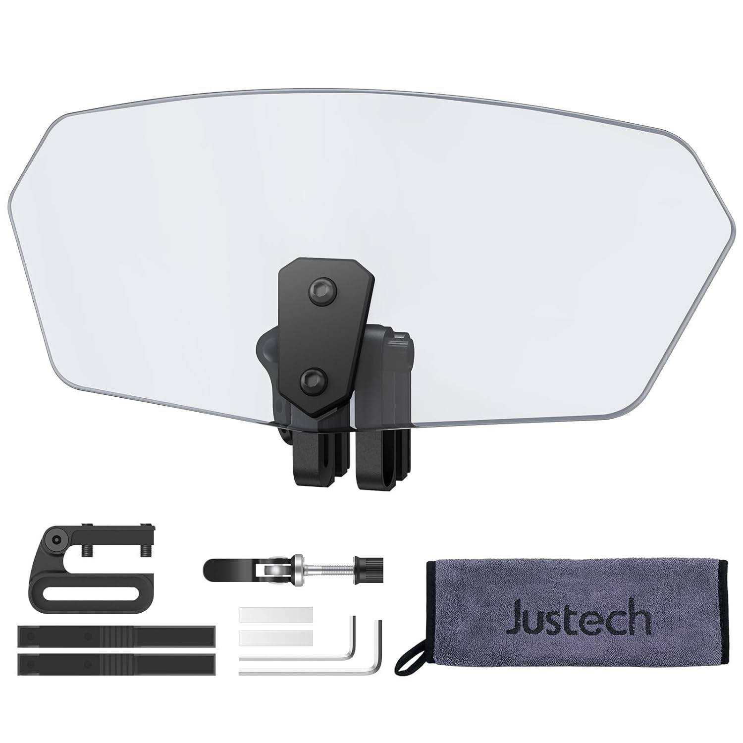 Para-brisa Universal para Moto Justech: Defletor de Vento Ajustável com Extensão e Spoiler - Mais Conforto e Segurança