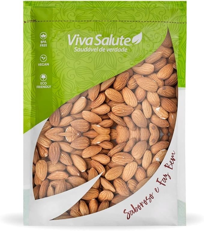 Amêndoas sem Casca Defumadas Viva Salute Embaladas a Vácuo - 500 g