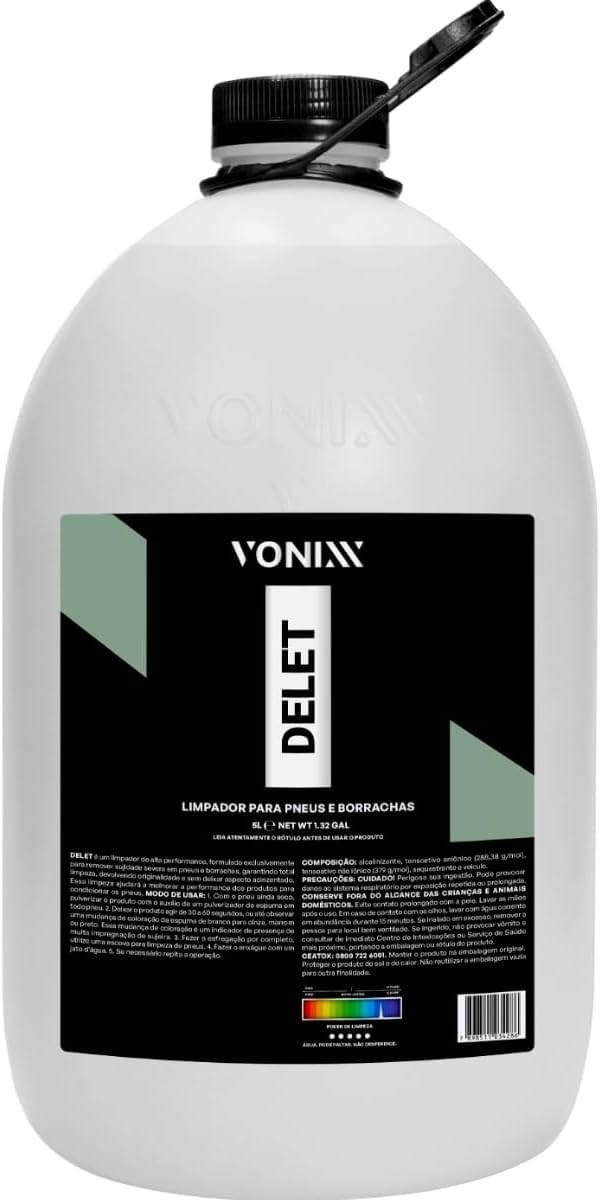 Delet Vonixx 5L: Limpador de Pneus e Borrachas para Brilho Impecável e Originalidade