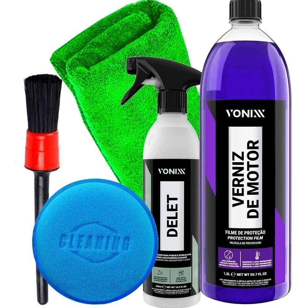 Kit Completo Vonixx: Verniz Motor 1,5L + Delet 500ml e Acessórios Karbox para Detalhamento Automotivo