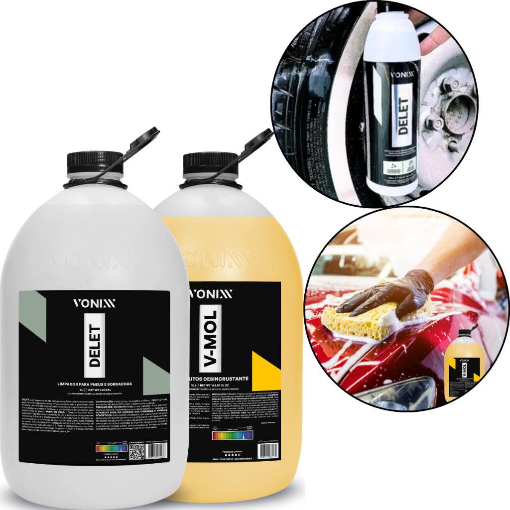 Delet + V-Mol 5L: Limpeza Impecável para Pneus e Carro