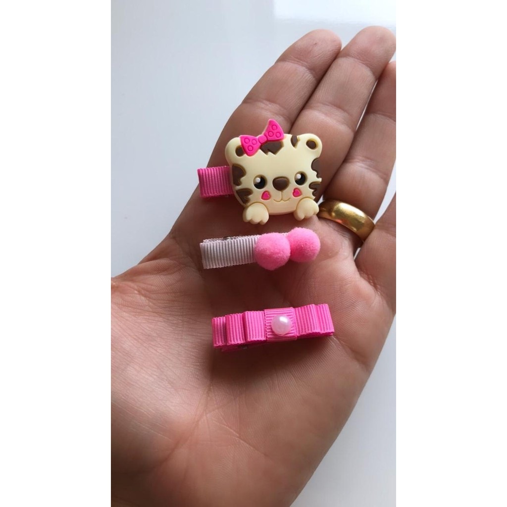 Kit Mini Hair Clip para Bebês – 3 Presilhas Fofas e Delicadas