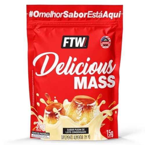 Delicious Mass Hipercalórico Refil 3kg Sabor Pudim de Leite Condensado - FTW