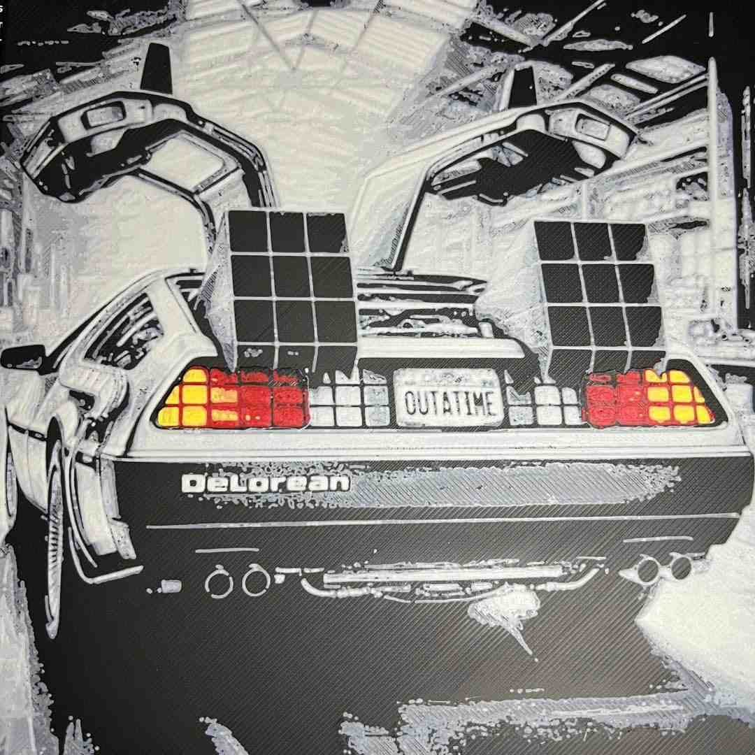 Quadro Decorativo 3D De Volta Para O Futuro - Delorean em Alto Relevo