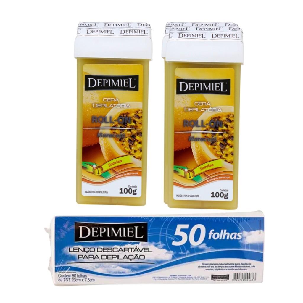 Depilação Roll-on Maracuja Depimiel: Kit 50 Folhas + 2 Refis