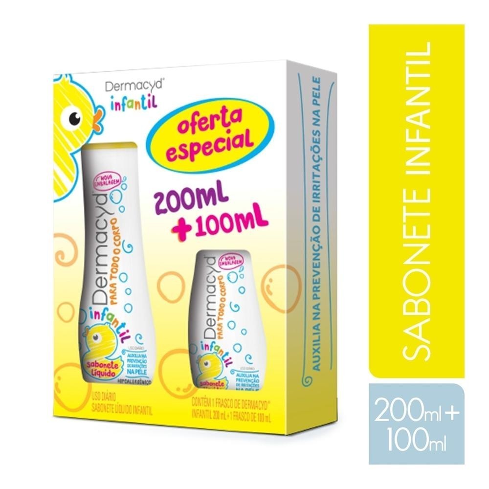 Dermacyd Infantil: Kit 2 Sabonetes 200ml + 100ml