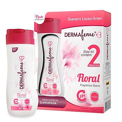Dermafeme Floral: Kit 2 Sabonetes Íntimos 200ml