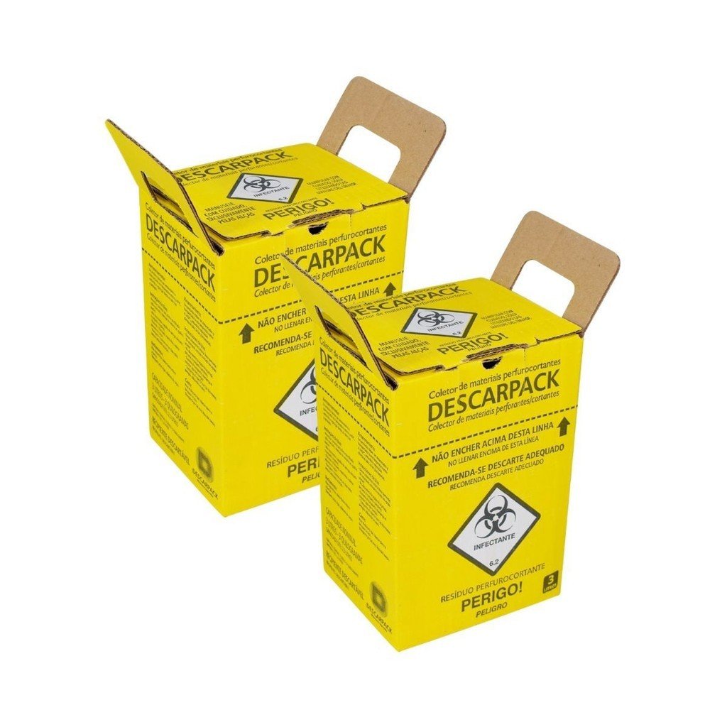 Descarpack: Kit 2 Caixas Coletoras 3L Seguras