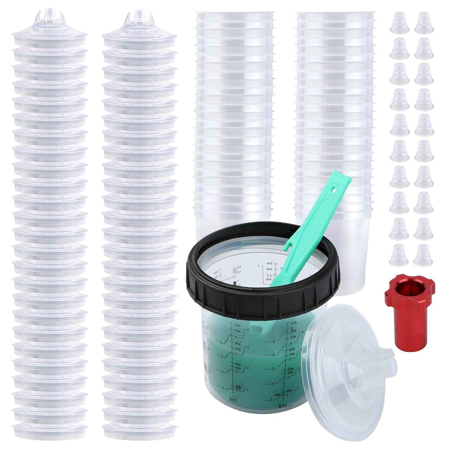 Copo Descartável para Pistola de Pintura Automotiva - Kit com 50 Unidades e Acessórios