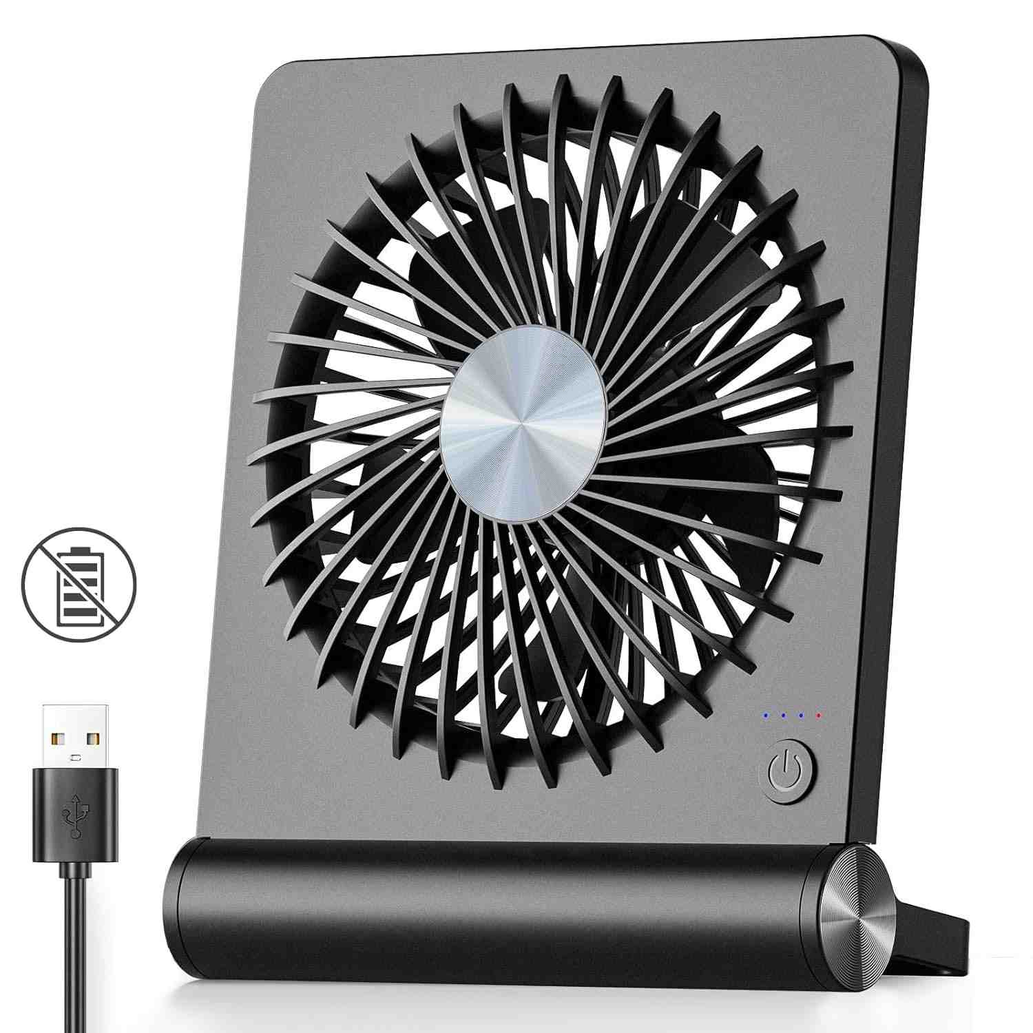 Ventilador USB Koonie Ultra Silencioso com 3 Velocidades e Design Dobrável 220°