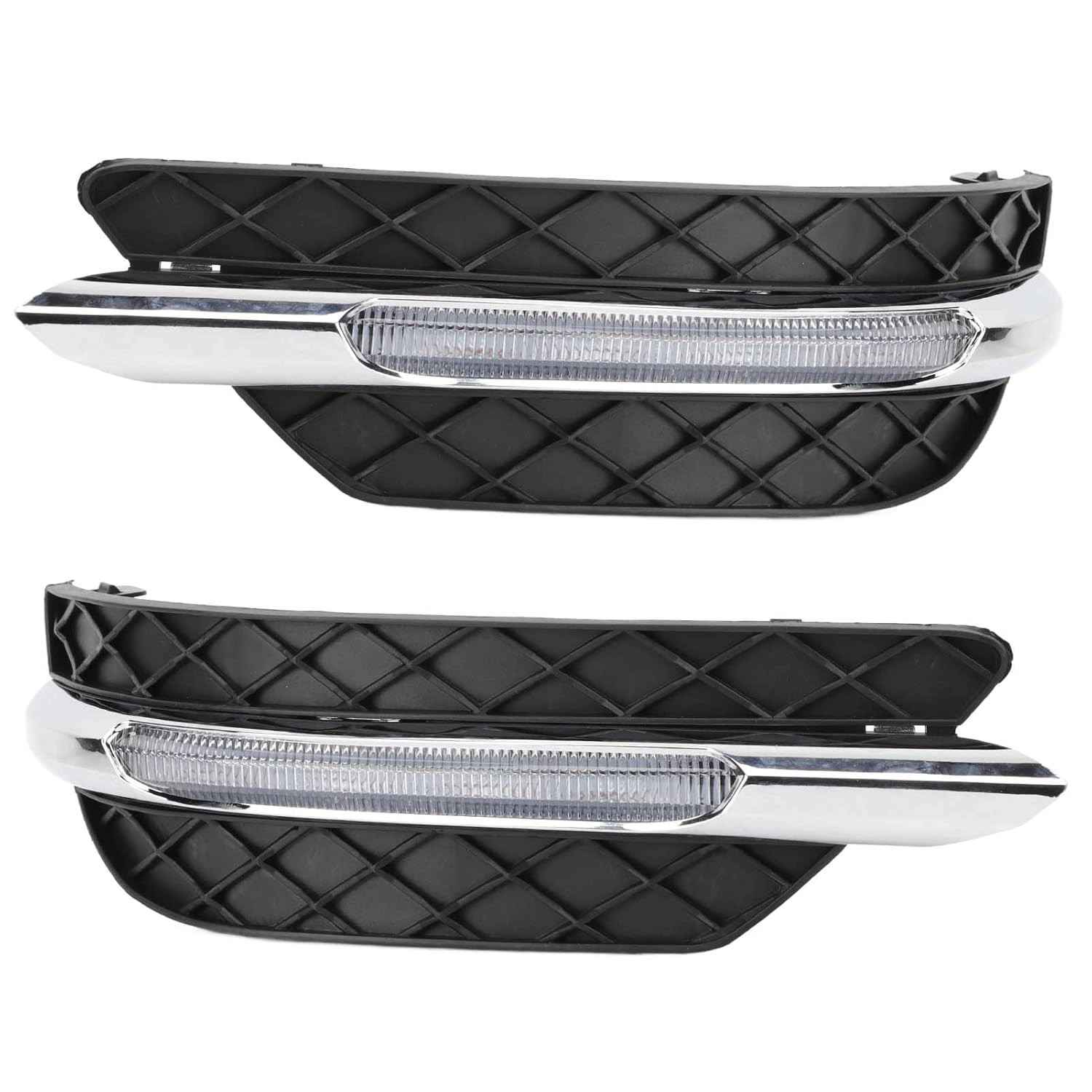 Kit 2 Molduras DRL para Farol de Neblina Mercedes Classe C W204 (2011-2013) - Design Dourado Luminação