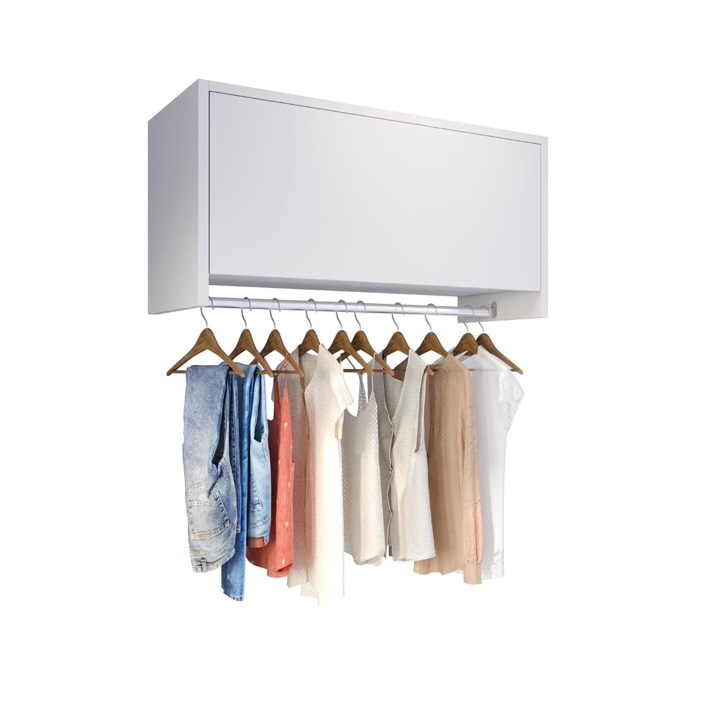 Armário Aéreo Delta Multiuso com Cabideiro – Design Moderno e Prático para Lavanderia e Banheiro