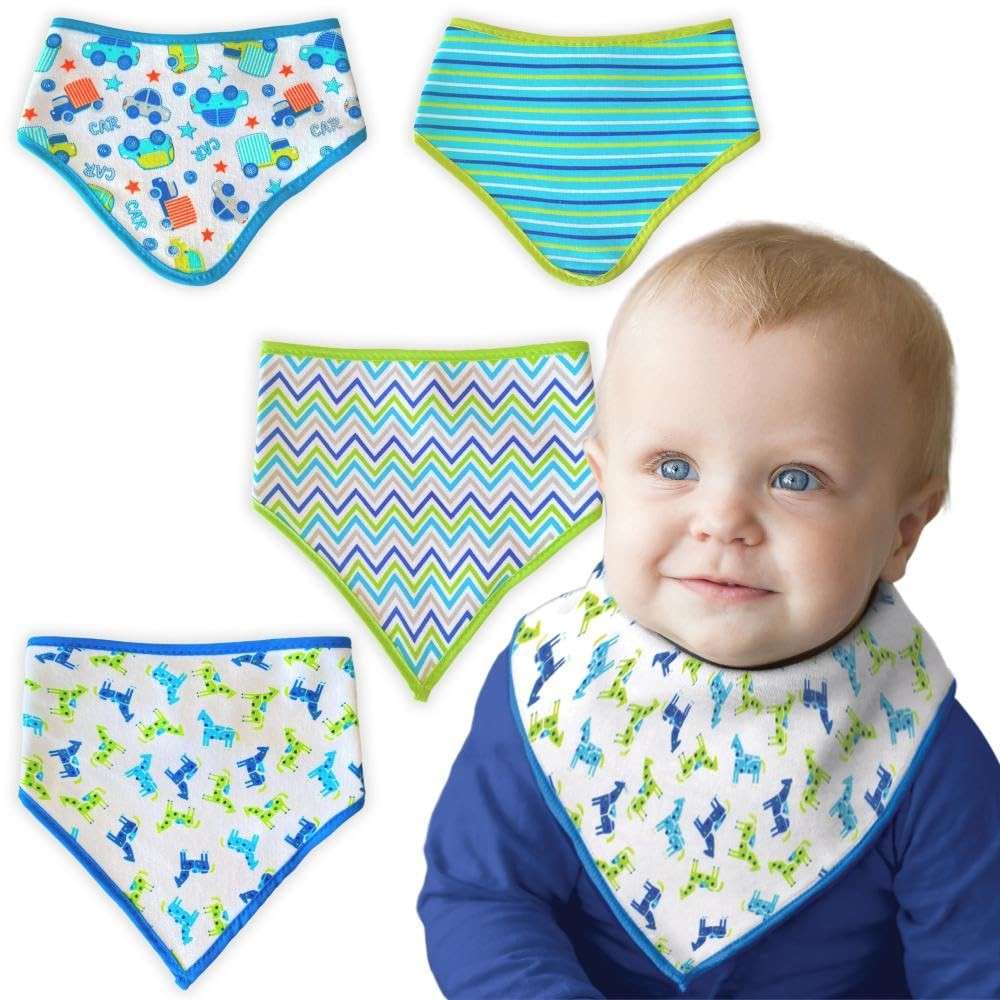 Bandana Babador Bebê Menino Kit 4 Peças Comtac Kids - Proteção e Estilo com Design Divertido