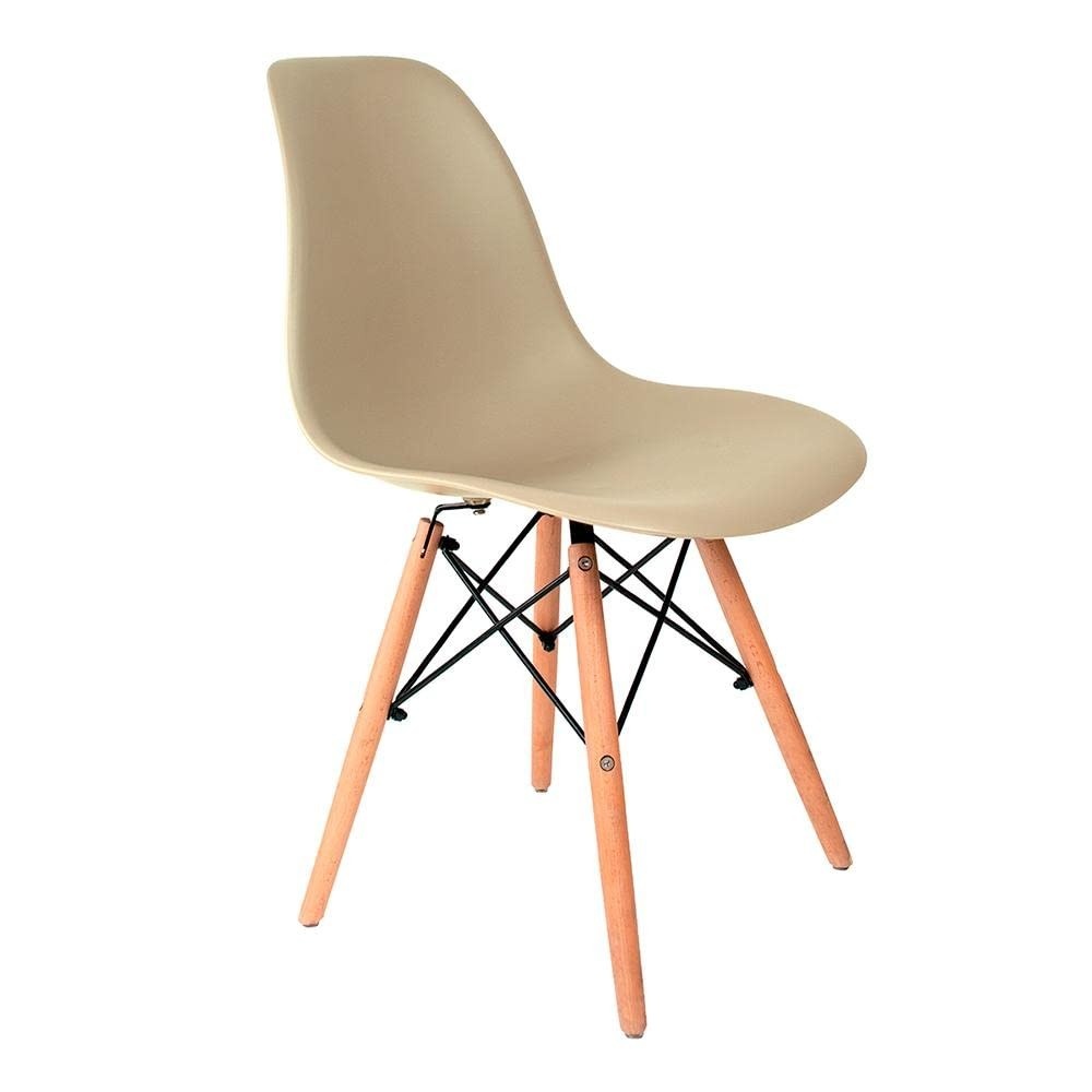 Cadeira Eames Fendi com Base em Madeira Natural - Design Moderno e Conforto Duradouro