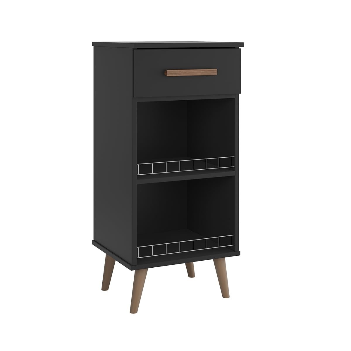 Balcão Fruteira com Suporte para Galão de Água e Armário - Design Moderno Pé Palito Preto