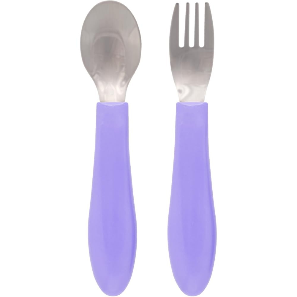 Kit Talheres Bubazoo Roxo - Design Anatômico com Ponta em Aço Inoxidável