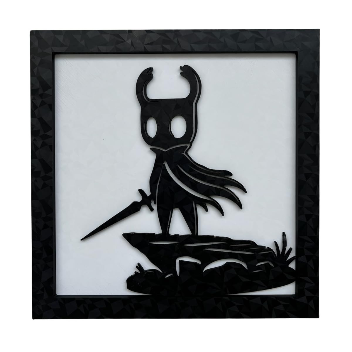Quadro Decorativo Hollow Knight - Design Exclusivo 20x20cm com Textura em Alto Relevo