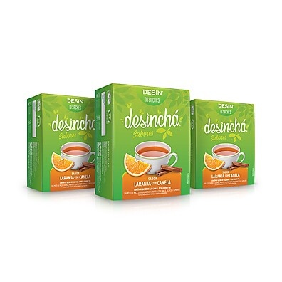 Desinchá Laranja com Canela: Kit com 3 Caixas de Chá Refrescante e Sem Cafeína