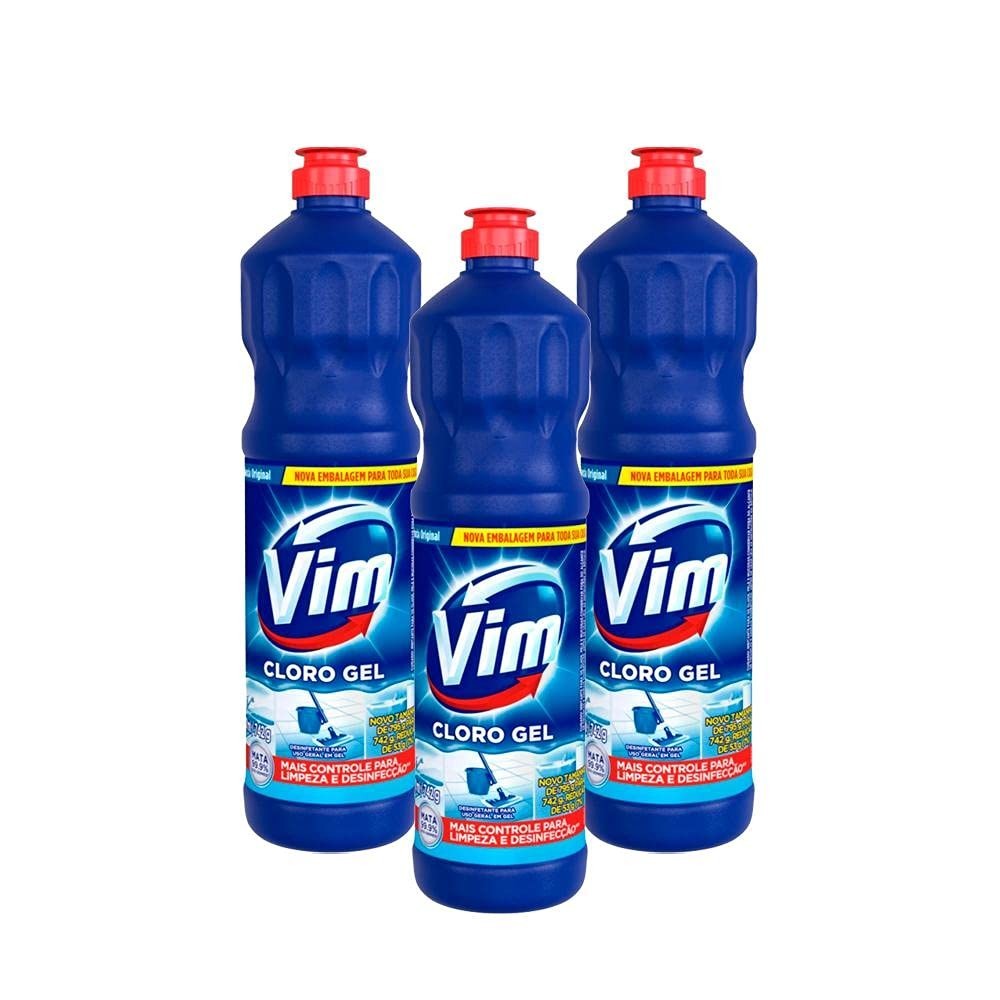 Kit 3 Desinfetantes Vim Multiuso Cloro Gel Original 700ml - Limpeza Profunda e Desinfecção Total