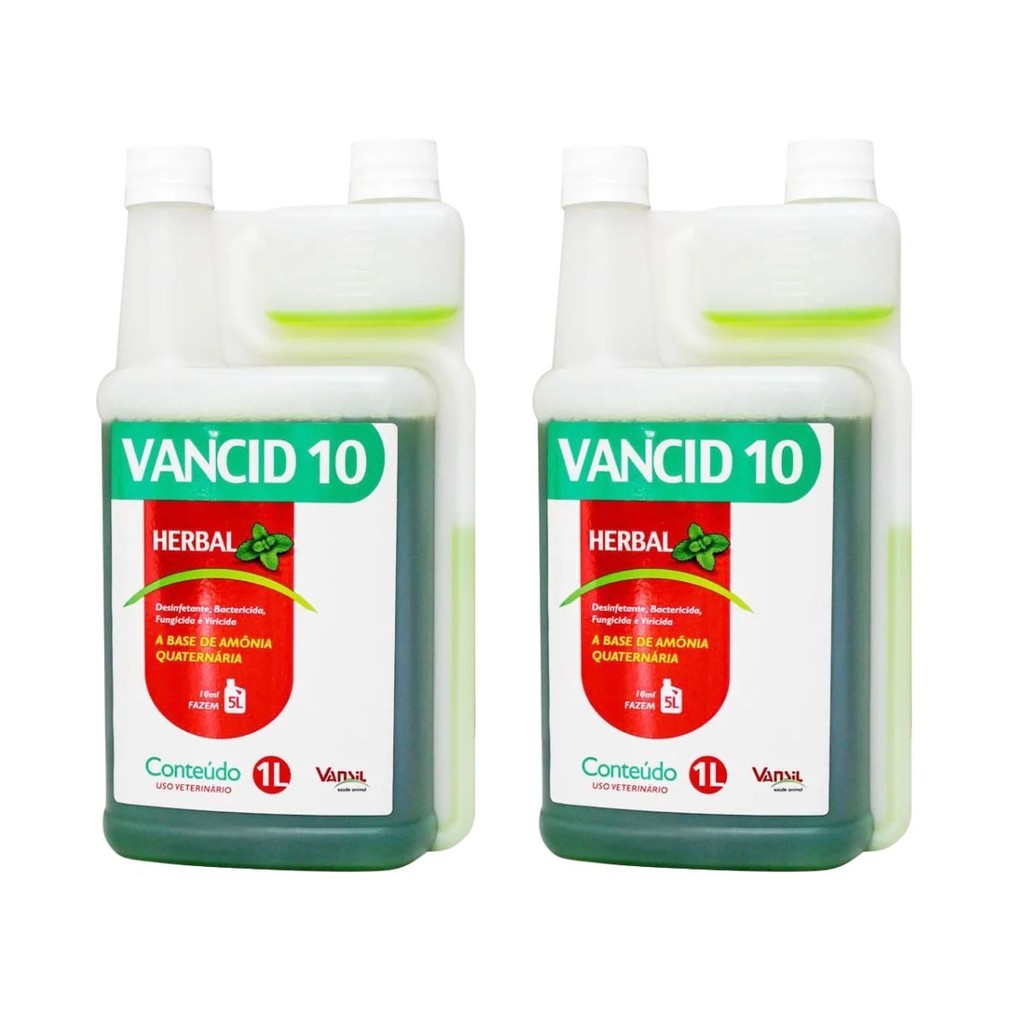 Desinfetante Bactericida Vancid 10 Herbal 1L - Combate Bactérias e Vírus