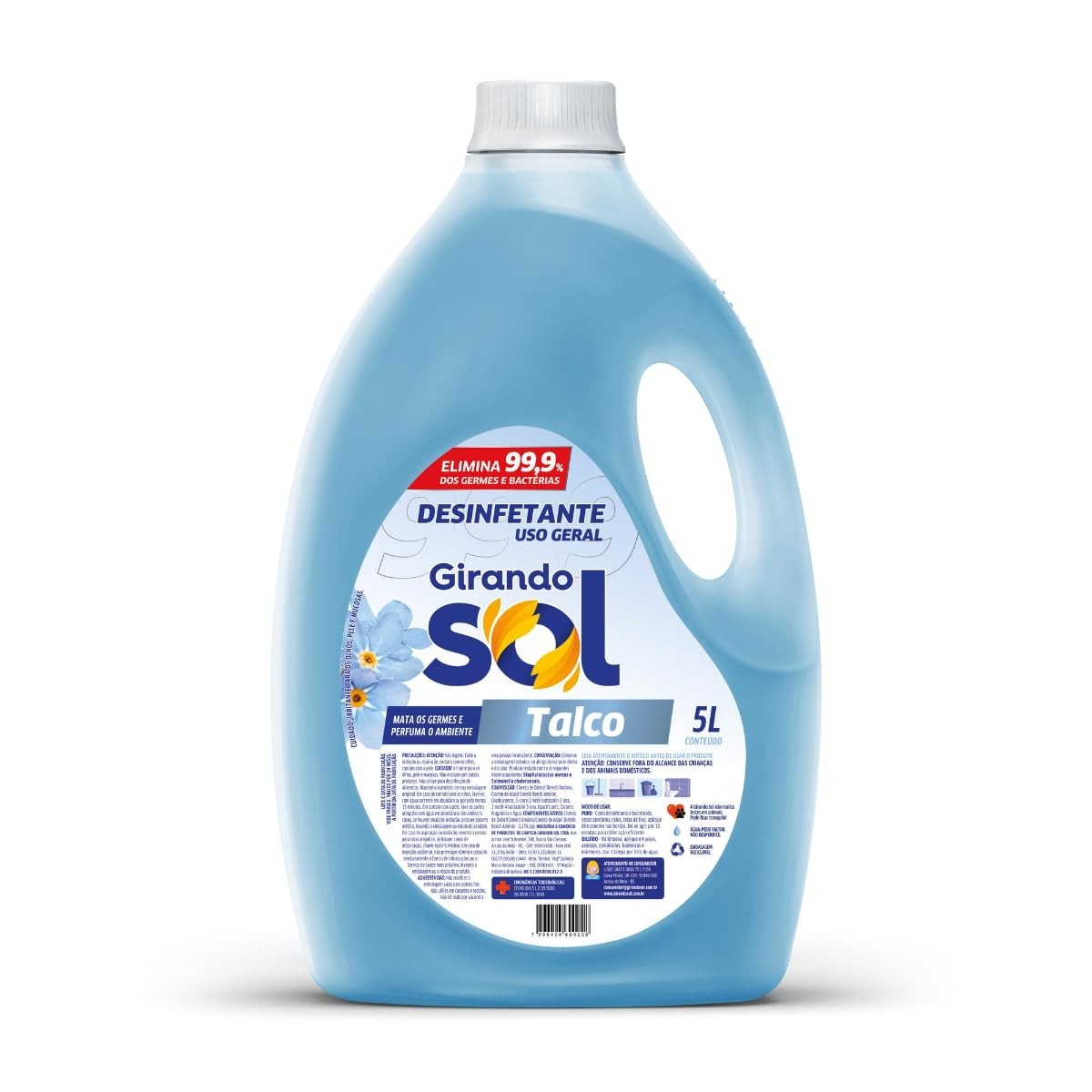 Desinfetante Perfumado Talco Girando Sol 5L - Elimina 99,9% dos Germes com Fragrância Duradoura
