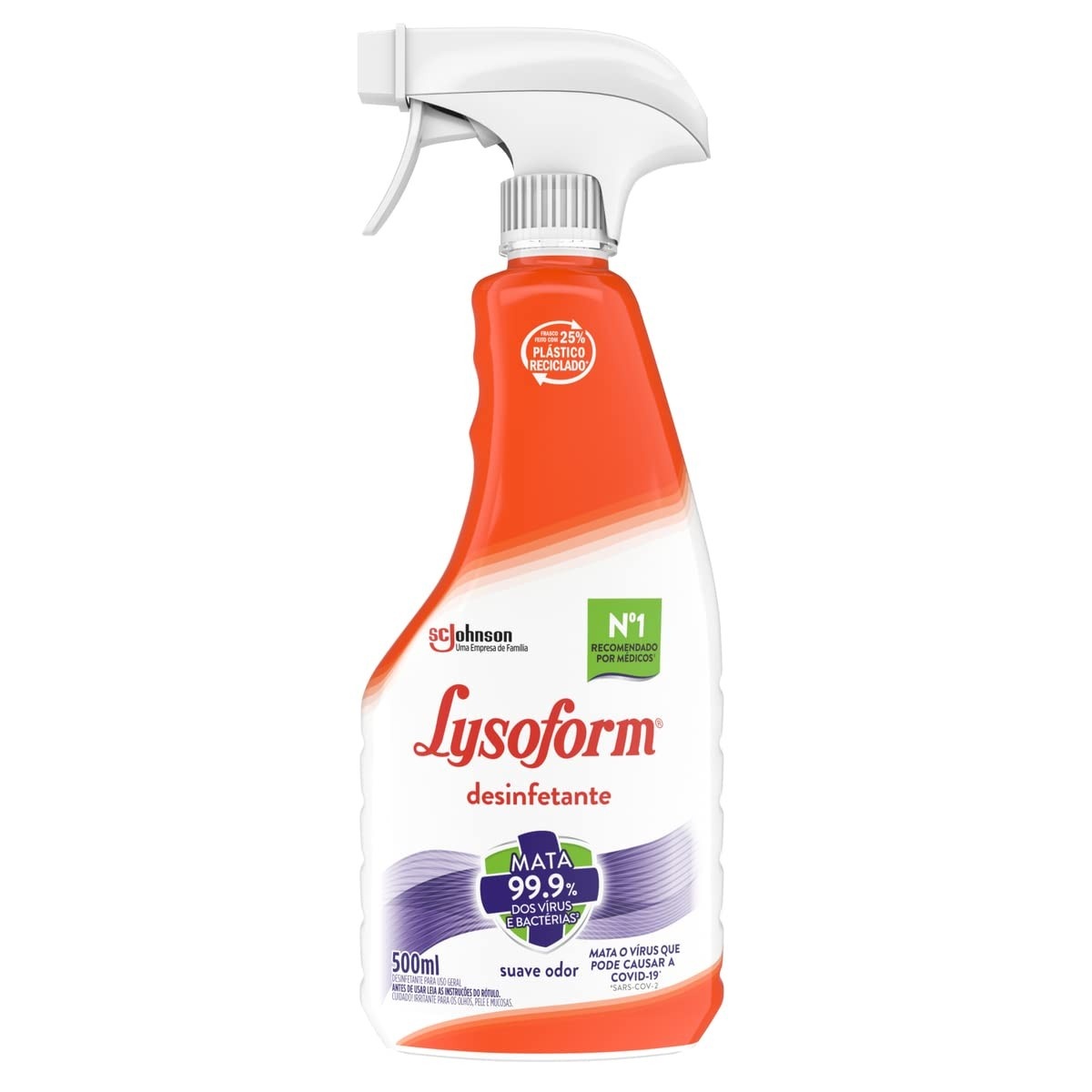 Lysoform Suave Odor - Desinfetante Spray 500ml para Limpeza Profunda e Segura