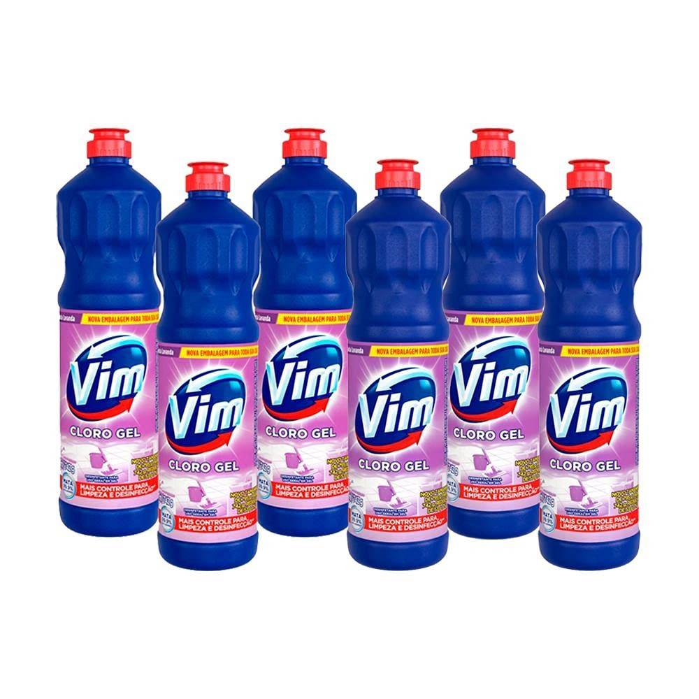 Kit 6 Desinfetantes Vim Multiuso Cloro Gel Lavanda 700ml - Limpeza Poderosa com Fragrância Refinada