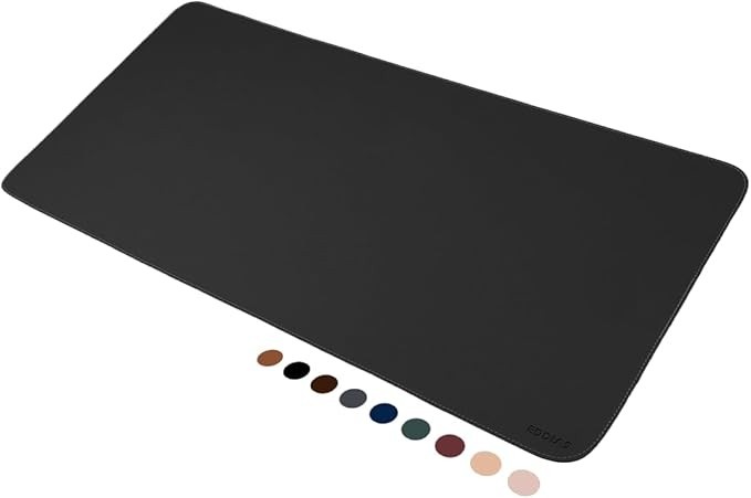 MousePad Desk Pad Eddias em Couro Ecologico 90x40cm + Porta-Copos - (Preto)