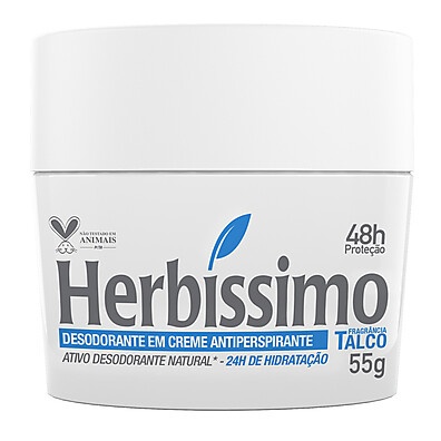 Desodorante Creme Antitranspirante Talco Herbíssimo 55G – 48h de Frescor