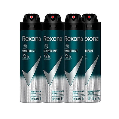 Desodorante Rexona Men Sem Perfume 150ml – Kit com 4 Unidades