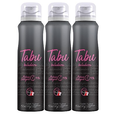 Desodorante Tabu Baladeira 150ml – Kit com 3 Aerosóis