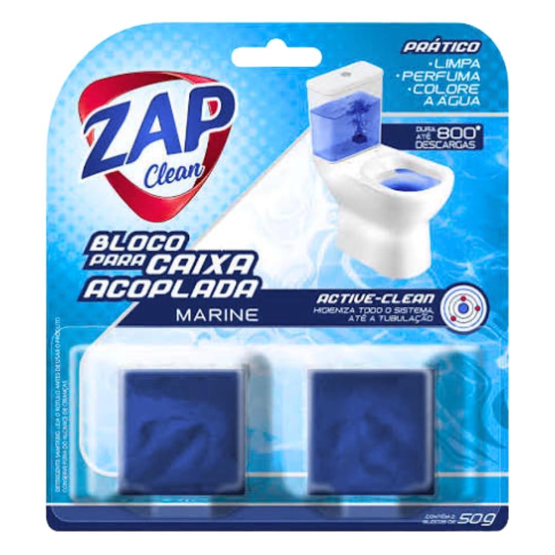 Bloco Sanitário Desodorizador Active-Clean 50g - Perfuma, Limpa e Colore a Água com Fragrância Marine