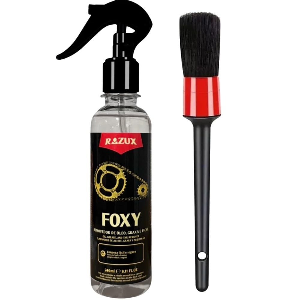 Kit Limpeza Moto Foxy Razux + Pincel Detalhamento Karbox: Motor Impecável!