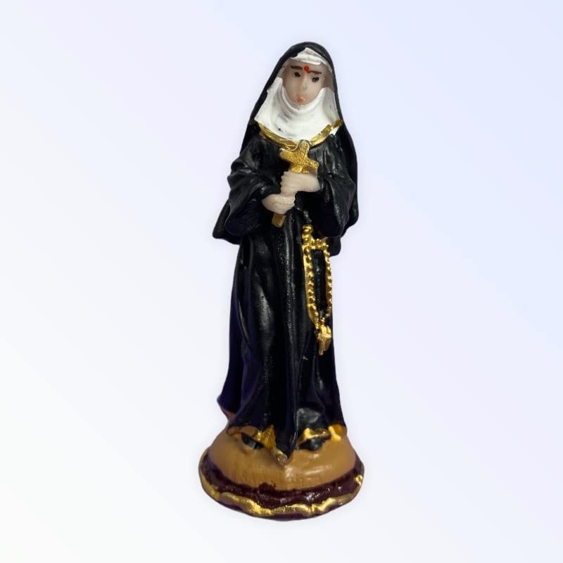 Imagem de Santa Rita de Cássia em Resina 7 cm - Peça Sagrada com Detalhes Realistas
