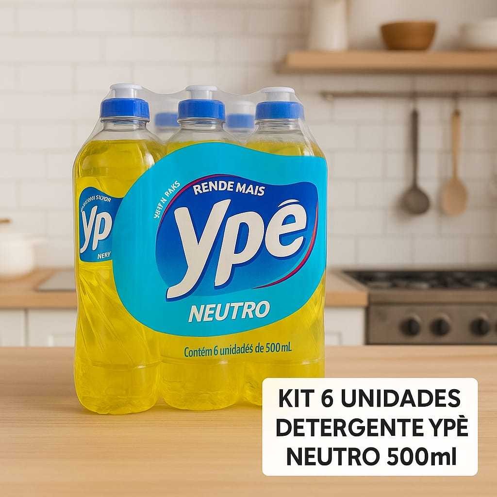 Detergente Ypê Neutro: Kit 6x500ml para Louças Impecáveis!