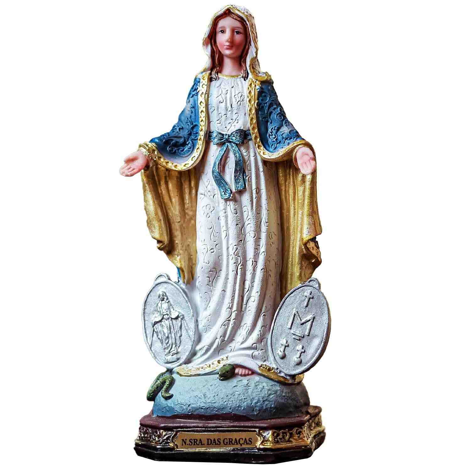 Imagem Nossa Senhora das Graças em Resina 20cm - Peça Sagrada para Decoração e Devoção