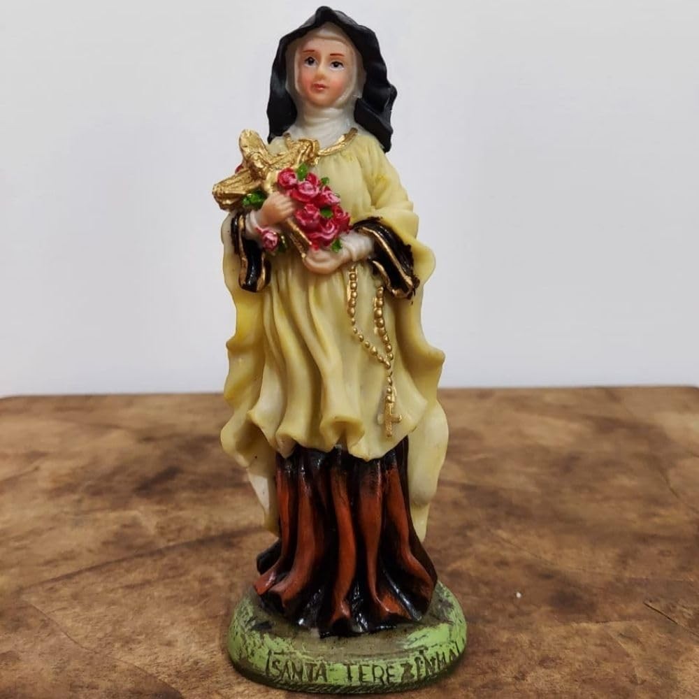 Imagem de Santa Terezinha em Resina - 15 cm | Decoração Devocional Elegante