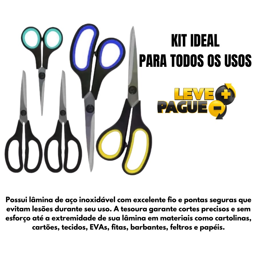 Tesouras Inox Multiuso: Kit 5 para o Dia a Dia ✂️